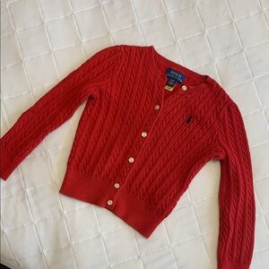 Polo by Ralph Lauren Girls Red Cable Knit Sweater